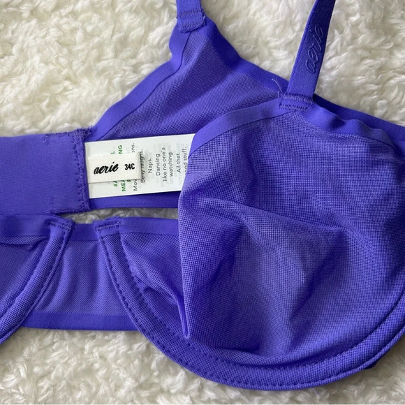 Aerie Smoothez Mesh Unlined Balconette Bra 34C NWT - Picture 3 of 3